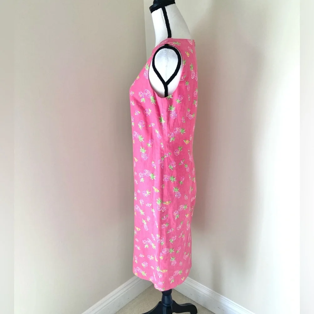 Vintage Talbots Pineapple Print Sleeveless Shift Dress with Cardigan Size 8